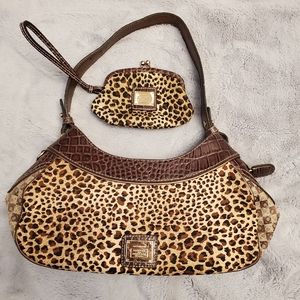 Vintage Liz Claiborne animal &monogram print purse and coin purse